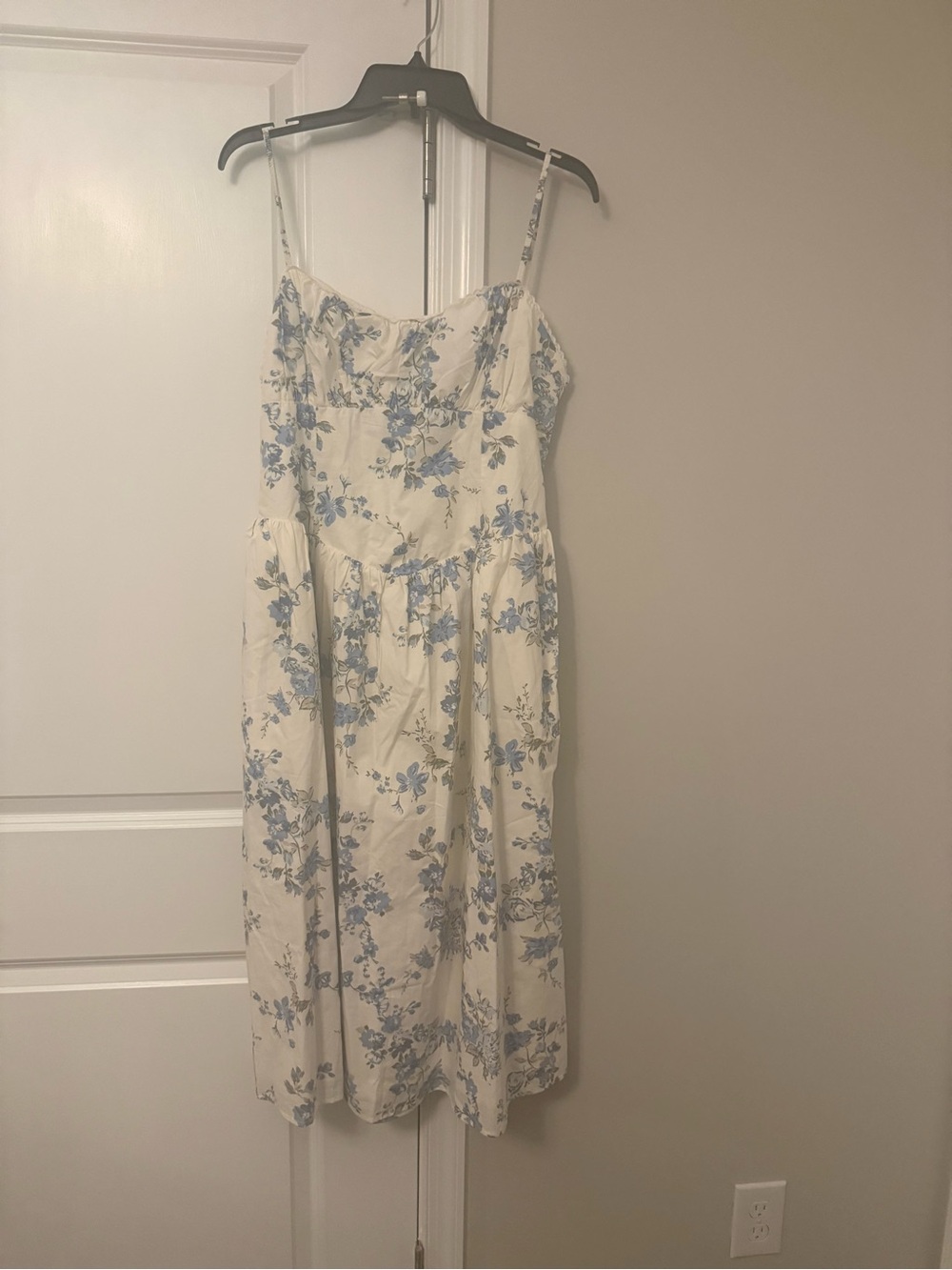 a new day Cream Midi Dress with Blue Floral Print